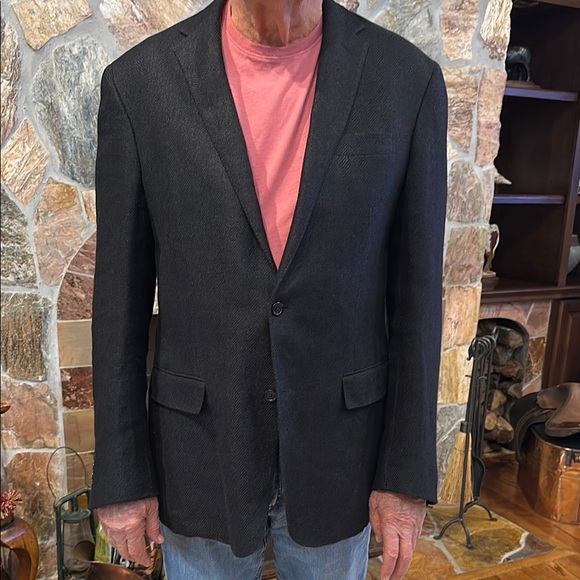 POLO RALPH MENS BLACK HERRINGBONE JACKET 44 L